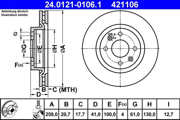 ATE 24.0121-0106.1 - Bremžu diski ps1.lv