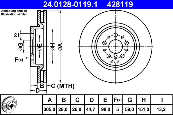 ATE 24.0128-0119.1 - Bremžu diski ps1.lv