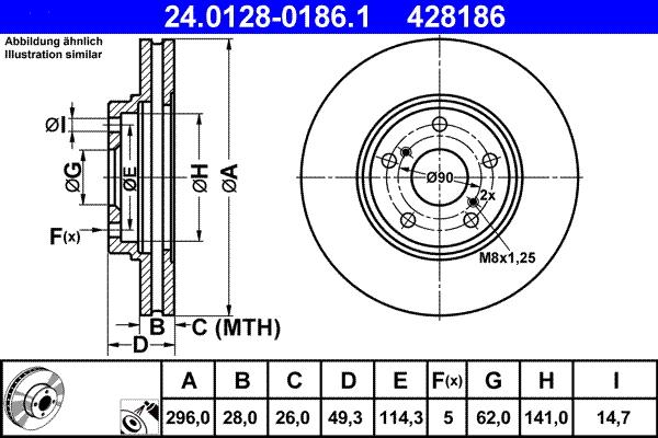 ATE 24.0128-0186.1 - Bremžu diski ps1.lv