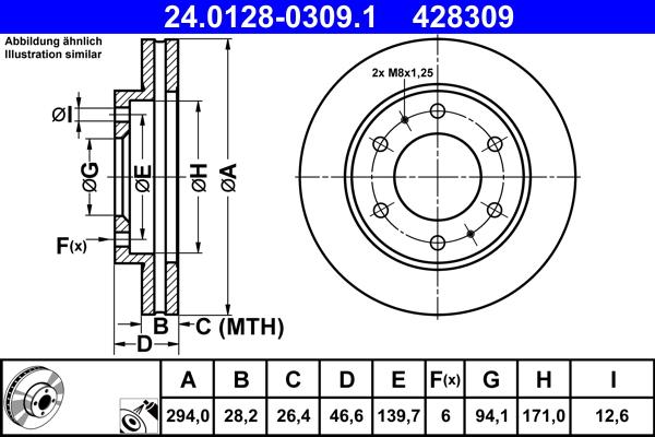 ATE 24.0128-0309.1 - Bremžu diski ps1.lv