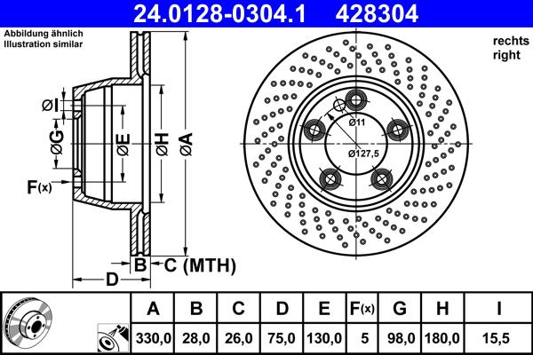 ATE 24.0128-0304.1 - Bremžu diski ps1.lv