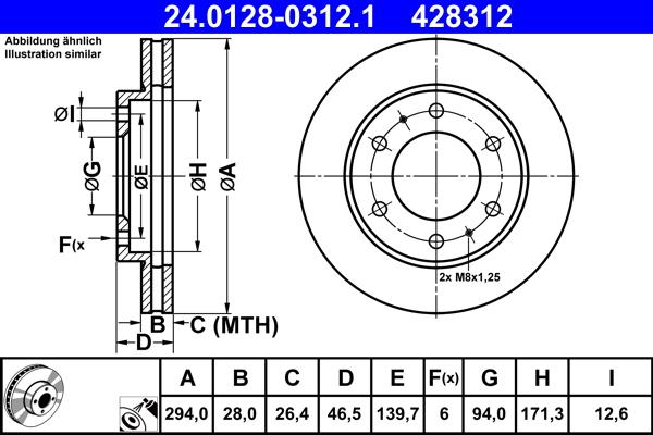 ATE 24.0128-0312.1 - Bremžu diski ps1.lv