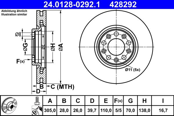 ATE 24.0128-0292.1 - Bremžu diski ps1.lv