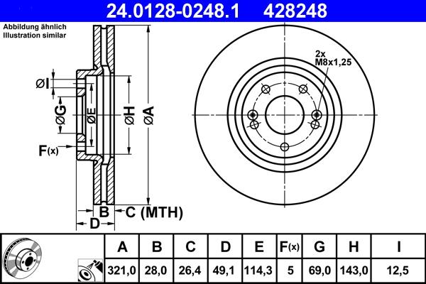 ATE 24.0128-0248.1 - Bremžu diski ps1.lv