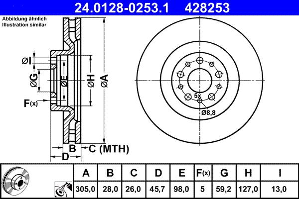 ATE 24.0128-0253.1 - Bremžu diski ps1.lv