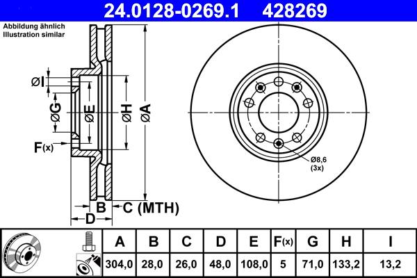 ATE 24.0128-0269.1 - Bremžu diski ps1.lv