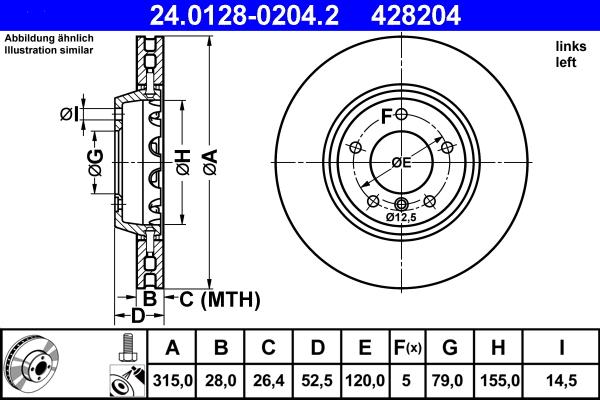 ATE 24.0128-0204.2 - Bremžu diski ps1.lv