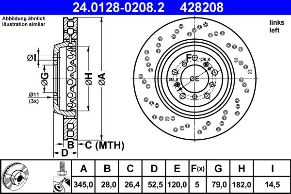 ATE 24.0128-0208.2 - Bremžu diski ps1.lv