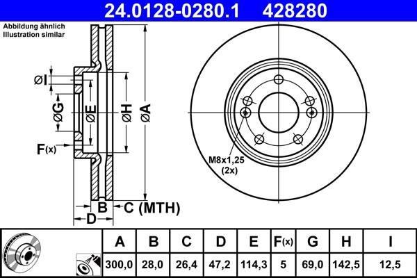 ATE 24.0128-0280.1 - Bremžu diski ps1.lv