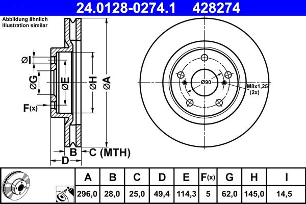 ATE 24.0128-0274.1 - Bremžu diski ps1.lv