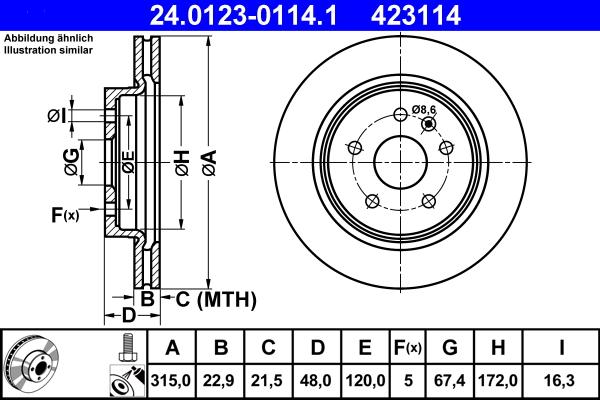 ATE 24.0123-0114.1 - Bremžu diski ps1.lv