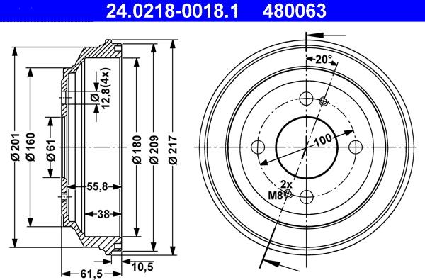 ATE 24.0218-0018.1 - Bremžu trumulis ps1.lv