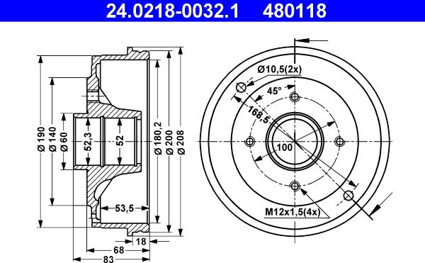 ATE 24.0218-0032.1 - Bremžu trumulis ps1.lv