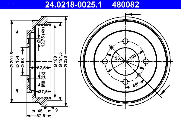 ATE 24.0218-0025.1 - Bremžu trumulis ps1.lv