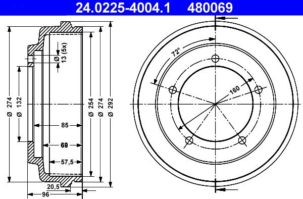 ATE 24.0225-4004.1 - Bremžu trumulis ps1.lv