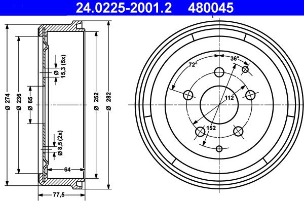 ATE 24.0225-2001.2 - Bremžu trumulis ps1.lv
