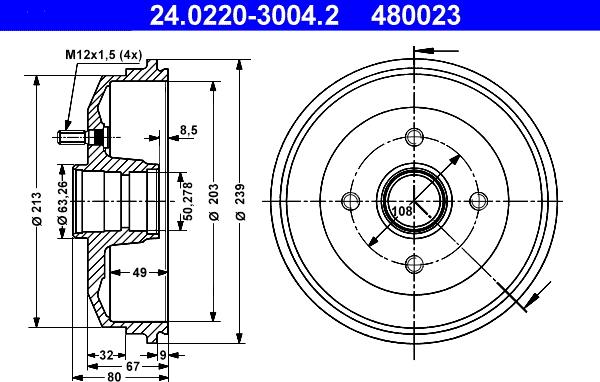 ATE 24.0220-3004.2 - Bremžu trumulis ps1.lv