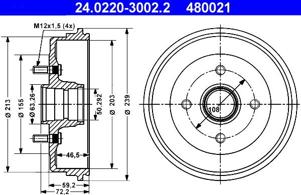 ATE 24.0220-3002.2 - Bremžu trumulis ps1.lv