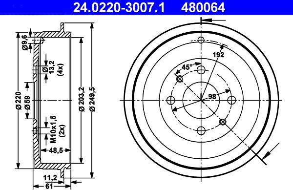 ATE 24.0220-3007.1 - Bremžu trumulis ps1.lv