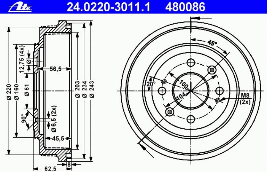 ATE 24 0220 3011 1 - Bremžu trumulis ps1.lv