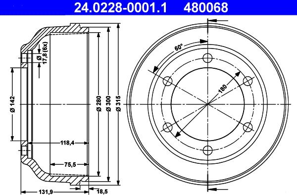 ATE 24.0228-0001.1 - Bremžu trumulis ps1.lv