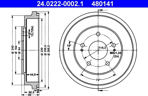 ATE 24.0222-0002.1 - Bremžu trumulis ps1.lv