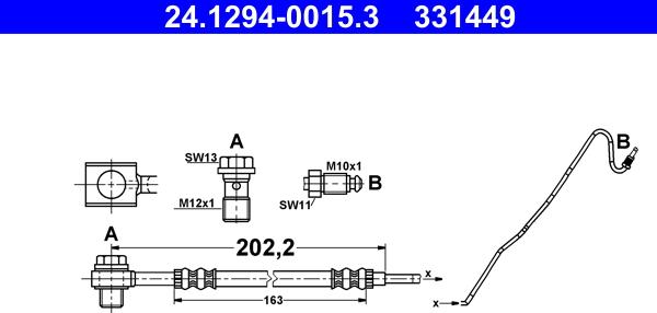 ATE 24.1294-0015.3 - Bremžu šļūtene ps1.lv