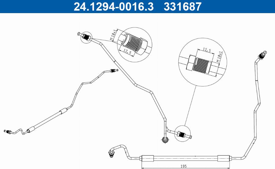 ATE 24.1294-0016.3 - Bremžu šļūtene ps1.lv