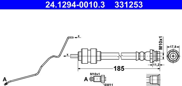 ATE 24.1294-0010.3 - Bremžu šļūtene ps1.lv