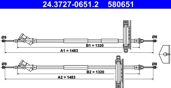 ATE 24.3727-0651.2 - Trose, Stāvbremžu sistēma ps1.lv