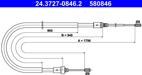 ATE 24.3727-0846.2 - Trose, Stāvbremžu sistēma ps1.lv