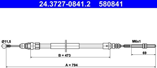 ATE 24.3727-0841.2 - Trose, Stāvbremžu sistēma ps1.lv