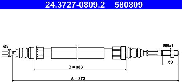 ATE 24.3727-0809.2 - Trose, Stāvbremžu sistēma ps1.lv