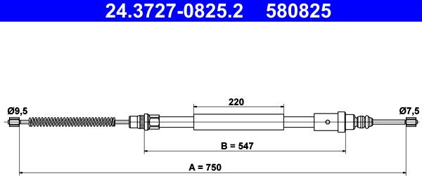 ATE 24.3727-0825.2 - Trose, Stāvbremžu sistēma ps1.lv