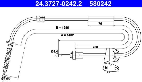 ATE 24.3727-0242.2 - Trose, Stāvbremžu sistēma ps1.lv