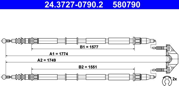 ATE 24.3727-0790.2 - Trose, Stāvbremžu sistēma ps1.lv