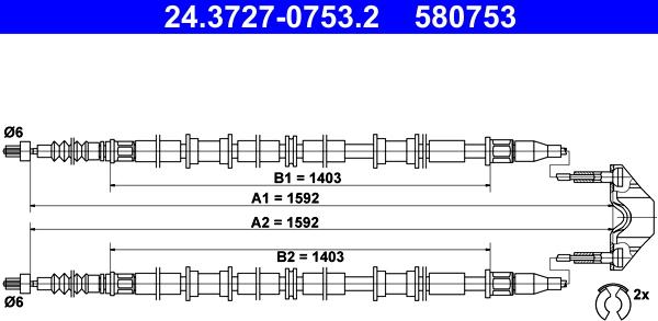 ATE 24.3727-0753.2 - Trose, Stāvbremžu sistēma ps1.lv