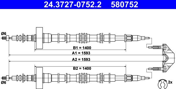 ATE 24.3727-0752.2 - Trose, Stāvbremžu sistēma ps1.lv