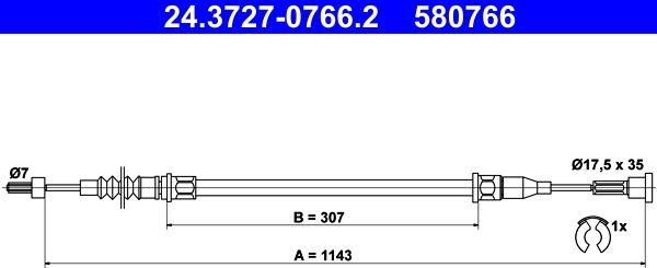 ATE 24.3727-0766.2 - Trose, Stāvbremžu sistēma ps1.lv