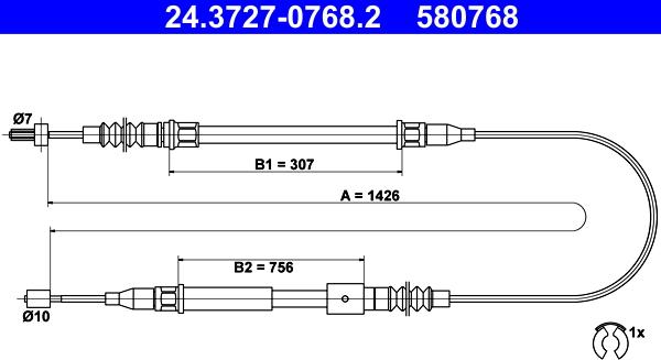 ATE 24.3727-0768.2 - Trose, Stāvbremžu sistēma ps1.lv