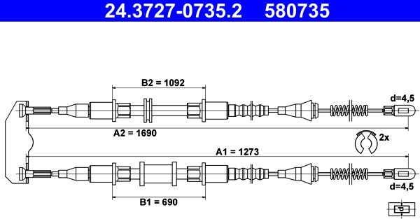 ATE 24.3727-0735.2 - Trose, Stāvbremžu sistēma ps1.lv