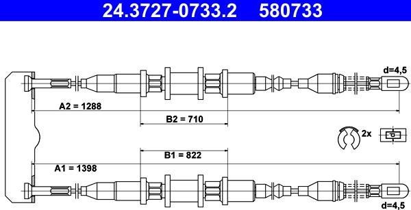 ATE 24.3727-0733.2 - Trose, Stāvbremžu sistēma ps1.lv