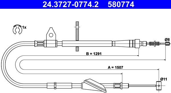 ATE 24.3727-0774.2 - Trose, Stāvbremžu sistēma ps1.lv