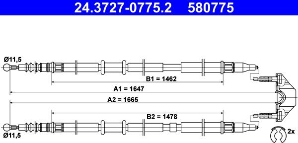 ATE 24.3727-0775.2 - Trose, Stāvbremžu sistēma ps1.lv