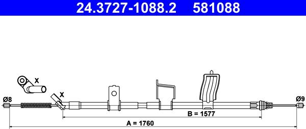 ATE 24.3727-1088.2 - Trose, Stāvbremžu sistēma ps1.lv