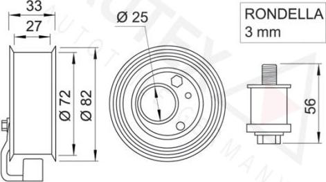 Autex 641662 - Spriegotājrullītis, Gāzu sadales mehānisma piedziņas siksna ps1.lv