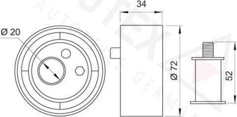 Autex 641065 - Spriegotājrullītis, Gāzu sadales mehānisma piedziņas siksna ps1.lv