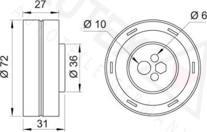 Autex 641114 - Spriegotājrullītis, Gāzu sadales mehānisma piedziņas siksna ps1.lv