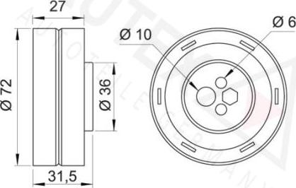 Autex 641123 - Spriegotājrullītis, Gāzu sadales mehānisma piedziņas siksna ps1.lv