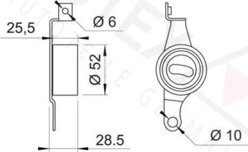 Autex 641801 - Spriegotājrullītis, Gāzu sadales mehānisma piedziņas siksna ps1.lv